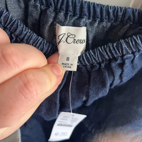 J. Crew NWT Square-neck‎ Puff Sleeve denim chambray mini dress size 8 - Picture 7 of 10